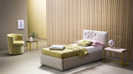 Letto moderno singolo imbottito Bloom di Bside