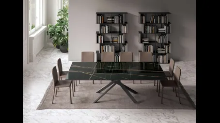 Tavolo allungabile 4x4 in Marble Glass di Ozzio
